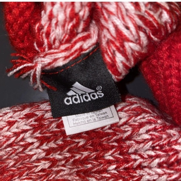 University of Wisconsin x Adidas Cable Knit Red White Mittens & Scarf Set Badger - Picture 4 of 8